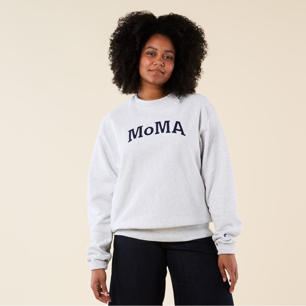 Champion Crewneck Sweatshirt MoMA Edition Size Small Gray Navy Blue Collectable - Picture 1 of 10